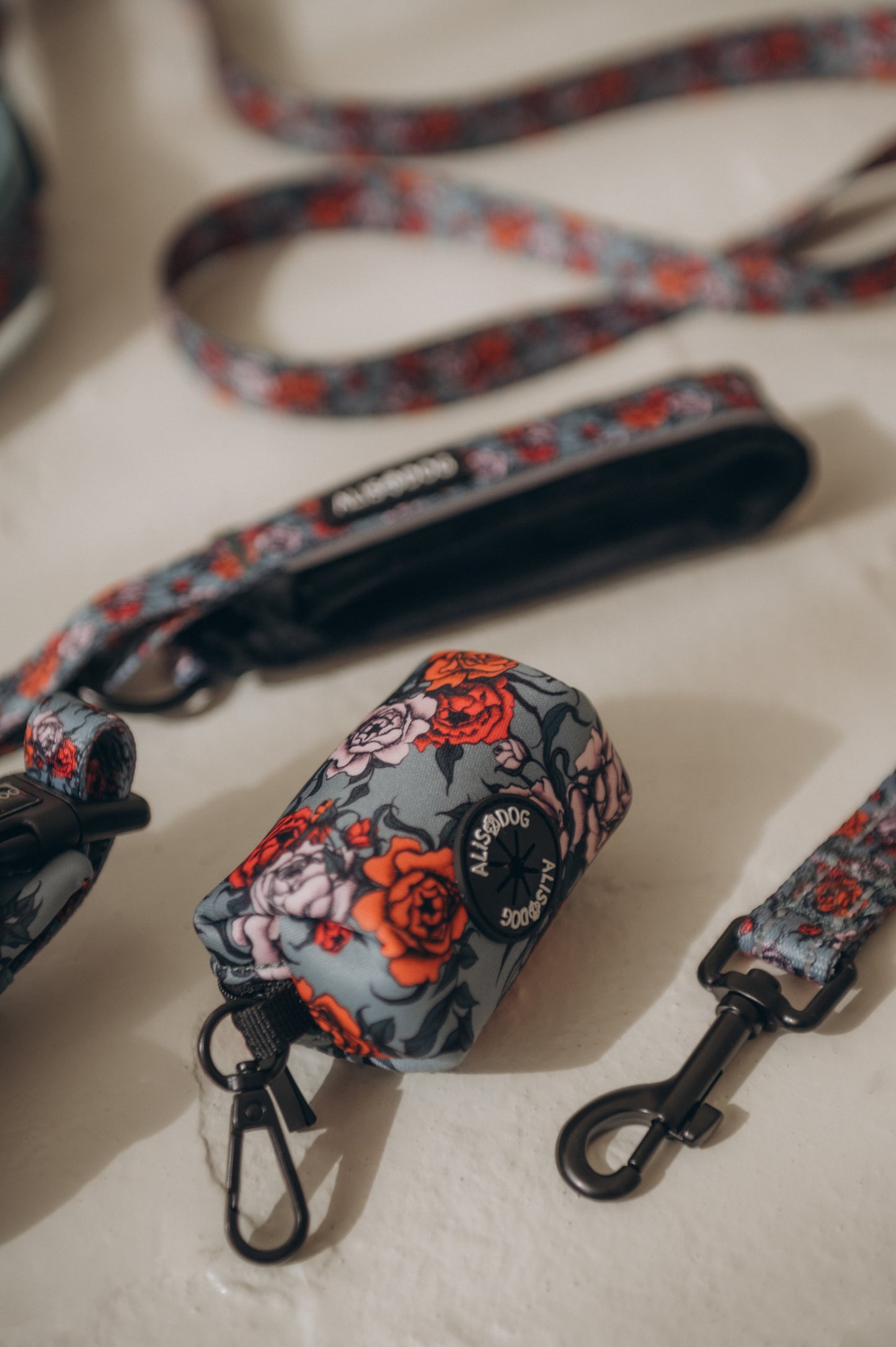 Dog poop bag holder Peonies