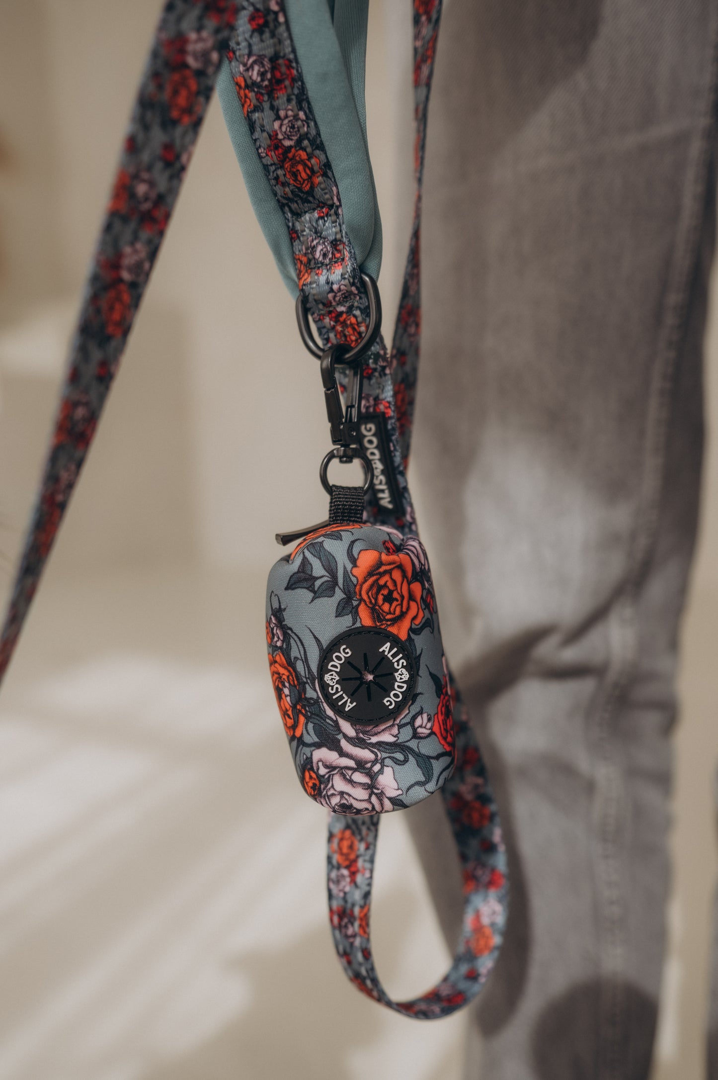 Dog poop bag holder Peonies