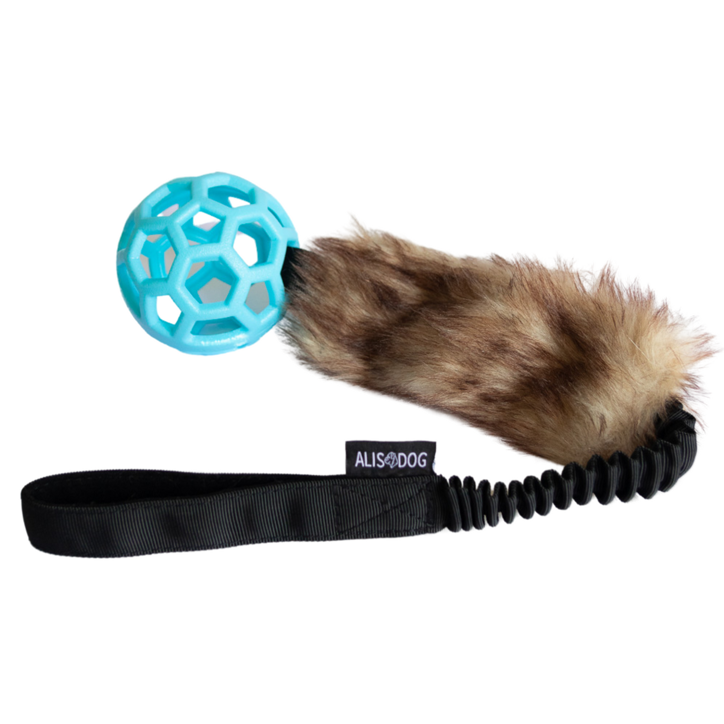 Bungee Tug Toy with Fur and Blue Ball